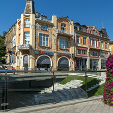 PLOVDIV, BULGARIA - SEPTEMBER 1, 2017:  Panorama of central street Knyaz Alexander I in city of Plovdiv, Bulgaria