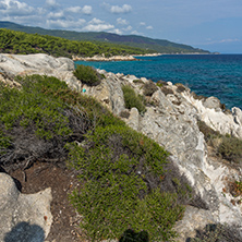 Panoramic view of Orange Beach Kavourotripes at Sithonia peninsula, Chalkidiki, Central Macedonia, Greece