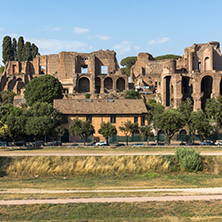 ROME, ITALY - JUNE 22, 2017: Amazing panoramic view of Circus Maximus and Palatine Hill in city of Rome, Italy