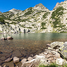 Landscape with Left Kralev Dvor pass and Samodivski lakes, Pirin Mountain, Bulgaria