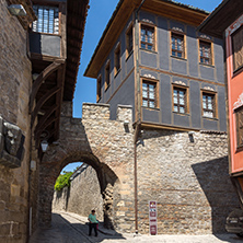 PLOVDIV, BULGARIA - SEPTEMBER 1, 2017:  Hisar Kapia - Ancient gate in Plovdiv old town, Bulgaria