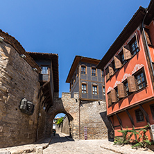 PLOVDIV, BULGARIA - SEPTEMBER 1, 2017:  Hisar Kapia - Ancient gate in Plovdiv old town, Bulgaria