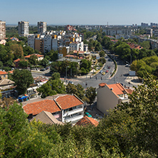 PLOVDIV, BULGARIA - SEPTEMBER 1, 2017:  Amazing Panorama to City of Plovdiv from nebet tepe hill, Bulgaria