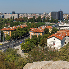 PLOVDIV, BULGARIA - SEPTEMBER 1, 2017:  Amazing Panorama to City of Plovdiv from nebet tepe hill, Bulgaria