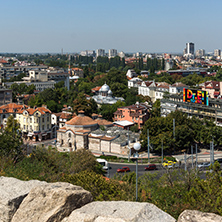 PLOVDIV, BULGARIA - SEPTEMBER 1, 2017:  Amazing Panorama to City of Plovdiv from nebet tepe hill, Bulgaria