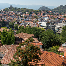 PLOVDIV, BULGARIA - SEPTEMBER 1, 2017:  Amazing Panorama to City of Plovdiv from nebet tepe hill, Bulgaria