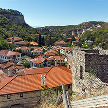 Sand pyramids, Ruins of Medieval fortress and Panorama to town of Melnik, Blagoevgrad region, Bulgaria