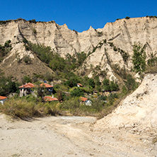 Sand pyramids and Panorama to town of Melnik, Blagoevgrad region, Bulgaria
