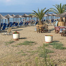 CHALKIDIKI, CENTRAL MACEDONIA, GREECE - AUGUST 25, 2014: Seascape of Fisher Beach Psakoudia at Sithonia peninsula, Chalkidiki, Central Macedonia, Greece