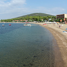 CHALKIDIKI, CENTRAL MACEDONIA, GREECE - AUGUST 25, 2014: Seascape of Psakoudia Beach at Sithonia peninsula, Chalkidiki, Central Macedonia, Greece