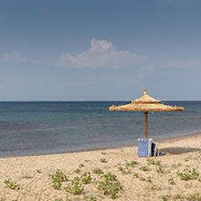 CHALKIDIKI, CENTRAL MACEDONIA, GREECE - AUGUST 25, 2014: Seascape of Monopetro Beach at Sithonia peninsula, Chalkidiki, Central Macedonia, Greece