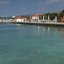 CHALKIDIKI, CENTRAL MACEDONIA, GREECE - AUGUST 25, 2014:  Seascape of port of Nikiti at Sithonia peninsula, Chalkidiki, Central Macedonia, Greece