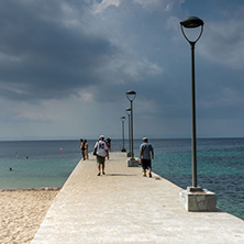 CHALKIDIKI, CENTRAL MACEDONIA, GREECE - AUGUST 25, 2014:  Seascape of port of Nikiti at Sithonia peninsula, Chalkidiki, Central Macedonia, Greece