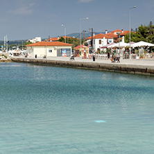 CHALKIDIKI, CENTRAL MACEDONIA, GREECE - AUGUST 25, 2014:  Seascape of port of Nikiti at Sithonia peninsula, Chalkidiki, Central Macedonia, Greece