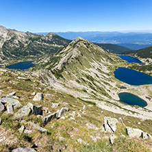 Amazing Landscape of Kremenski and popovo lakes from Dzhano peak, Pirin Mountain, Bulgaria