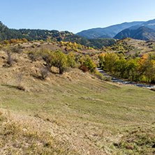 Amazing Autumn panorama near town of Dospat, Rhodope Mountains, Bulgaria