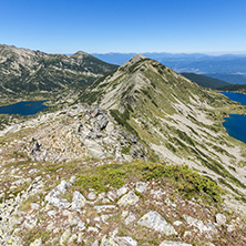Panoramic view of Kremenski and popovo lakes from Dzhano peak, Pirin Mountain, Bulgaria