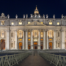 ROME, ITALY - JUNE 22, 2017: Amazing Night photo of Vatican and St. Peter"s Basilica in Rome, Italy