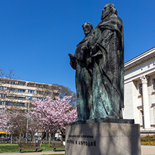 SOFIA, BULGARIA - APRIL 1, 2017: Spring view of National Library St. Cyril and St. Methodius in Sofia, Bulgaria