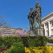 SOFIA, BULGARIA - APRIL 1, 2017: Spring view of National Library St. Cyril and St. Methodius in Sofia, Bulgaria