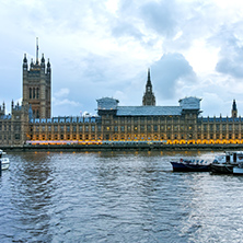 LONDON, ENGLAND - JUNE 16 2016: Houses of Parliament with Big Ben from Westminster bridge, London, England, Great Britain