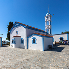 PORTO LAGOS, GREECE - SEPTEMBER 23, 2017:  Saint Nicholas Monastery located on two islands in Porto Lagos, East Macedonia and Thrace, Greece