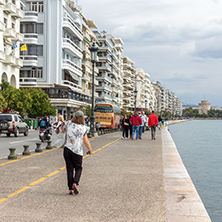 THESSALONIKI, GREECE - SEPTEMBER 30, 2017:  Amazing view of embankment of city of Thessaloniki, Central Macedonia, Greece