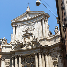 ROME, ITALY - JUNE 23, 2017: Amazing view of Chiesa di San Marcello al Corso in Rome, Italy