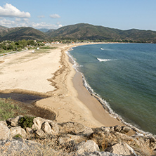 Panoramic view of Sykia Beach at Sithonia peninsula, Chalkidiki, Central Macedonia, Greece