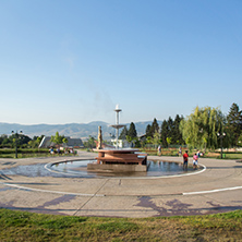 SAPAREVA BANYA, BULGARIA- AUGUST 13, 2013: The geyser with hot water in Spa Resort of Sapareva Banya, Bulgaria