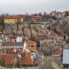 PLOVDIV, BULGARIA - DECEMBER 30, 2016:  Panoramic view of city of Plovdiv from Sahat tepe hill, Bulgaria