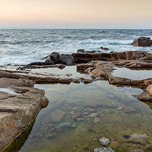 Amazing Sunset view of coastline of village of Chernomorets, Burgas Region, Bulgaria