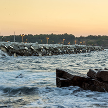 Amazing Sunset view of coastline of village of Chernomorets, Burgas Region, Bulgaria