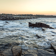 Amazing Sunset view of coastline of village of Chernomorets, Burgas Region, Bulgaria