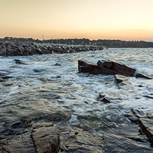 Amazing Sunset view of coastline of village of Chernomorets, Burgas Region, Bulgaria