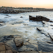 Amazing Sunset view of coastline of village of Chernomorets, Burgas Region, Bulgaria