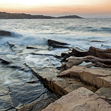 Amazing Sunset view of coastline of village of Chernomorets, Burgas Region, Bulgaria