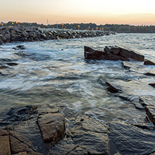 Amazing Sunset view of coastline of village of Chernomorets, Burgas Region, Bulgaria