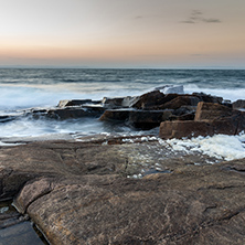 Amazing Sunset view of coastline of village of Chernomorets, Burgas Region, Bulgaria