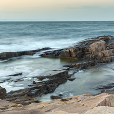 Amazing Sunset view of coastline of village of Chernomorets, Burgas Region, Bulgaria