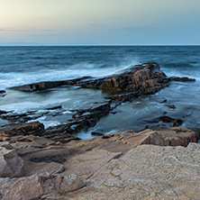 Amazing Sunset view of coastline of village of Chernomorets, Burgas Region, Bulgaria