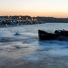 Amazing Sunset view of coastline of village of Chernomorets, Burgas Region, Bulgaria