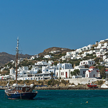 MYKONOS, GREECE - MAY 1, 2013: Port on the island of Mykonos, Cyclades, Greece