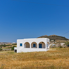 PAROS, GREECE - MAY 3, 2013: Rural landscape near town of Parikia, Paros island, Cyclades, Greece
