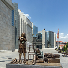 SKOPJE, REPUBLIC OF MACEDONIA - 13 MAY 2017: Holocaust Museum in city of  Skopje, Republic of Macedonia