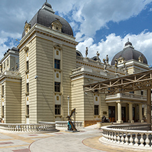 SKOPJE, REPUBLIC OF MACEDONIA - 13 MAY 2017: Macedonian National Theater in city of  Skopje, Republic of Macedonia