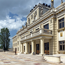 SKOPJE, REPUBLIC OF MACEDONIA - 13 MAY 2017: Macedonian National Theater in city of  Skopje, Republic of Macedonia