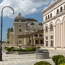 SKOPJE, REPUBLIC OF MACEDONIA - 13 MAY 2017: Macedonian National Theater in city of  Skopje, Republic of Macedonia