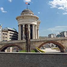 SKOPJE, REPUBLIC OF MACEDONIA - 13 MAY 2017: Skopje City Center, Old Stone Bridge and Vardar River, Republic of Macedonia