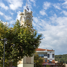 XANTHI, GREECE - SEPTEMBER 23, 2017: Clock tower in old town of Xanthi, East Macedonia and Thrace, Greece
